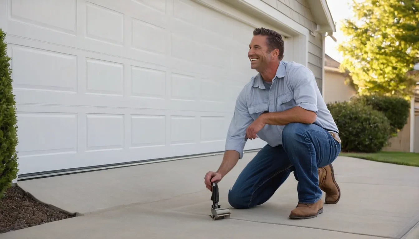 Friendly local provider inspecting a residential garage door in Cleveland